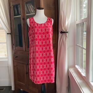 Miami Red & White Shift Dress, Size M